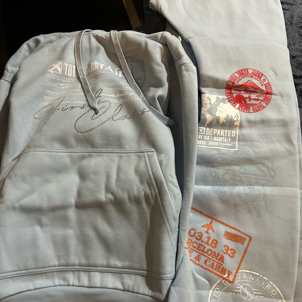 Tote&Carry Women's Light Blue Hoodie and Sweatpants Set